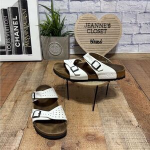 Birkenstock Birkis Freeport White 2 Strap Buckle Sandals Women's Size 41